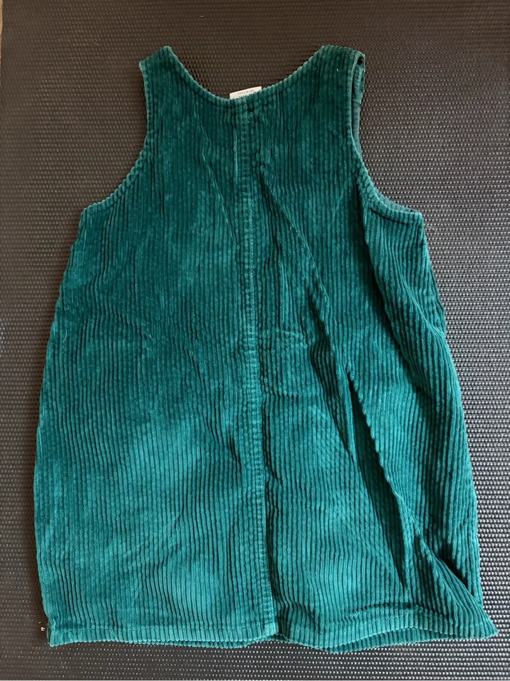 OshKosh B'gosh Teal Green Corduroy Pinafore Dress with Rose Embroidery